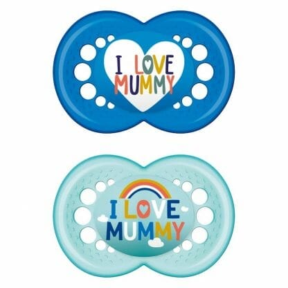 Mam I Love Mummy & Daddy Ορθοδοντική Πιπίλα Σιλικόνης Κωδ 170S από 6 Έως 16 Μηνών 2 Τεμάχια - Μπλε - Γαλάζιο 3