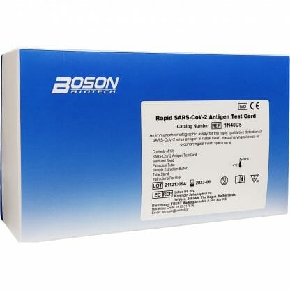 Boson Rapid Self Test SARS-COV-2 Antigen Test Card Τεστ για Ανίχνευση του SARS-Cov-2 Αντιγόνου 20 τεμάχια