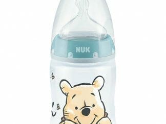 Nuk Disney Winnie the Pooh First Choice Plus PP Non Colic Blue Μπιμπερό με Θηλή Σιλικόνης για Βρέφη Έως 6 Μηνών, Κατά των Κολικών με Δείκτη Ελέγχου Θερμοκρασίας 150ml