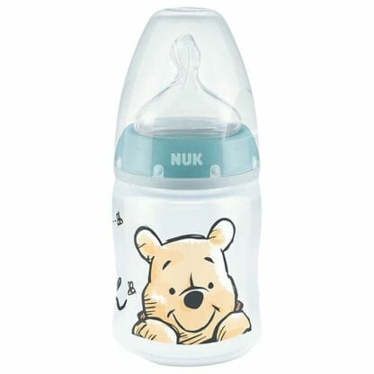 Nuk Disney Winnie the Pooh First Choice Plus PP Non Colic Blue Μπιμπερό με Θηλή Σιλικόνης για Βρέφη Έως 6 Μηνών, Κατά των Κολικών με Δείκτη Ελέγχου Θερμοκρασίας 150ml