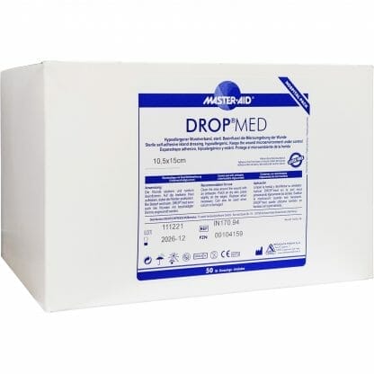 Master Aid Drop Med 10,5cm x 15 cm Αυτοκόλλητες Αντικολλητικές Γάζες 50 Τεμάχια