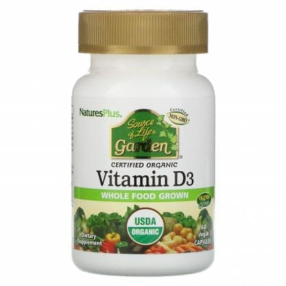 Nature's Plus Source of Life Vitamin D3 5.000iu Φυτικό Συμπλήρωμα Διατροφής για Υγεία των Μυών & του Ανοσοποιητικού 60Veg.caps