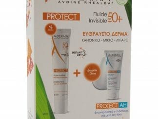 A-Derma Protect Fluide Invisible Λεπτόρρευστη Αντηλιακή Κρέμα Προσώπου Spf50+, 40ml & Δώρο Protect AH Lait Reparateur 100ml
