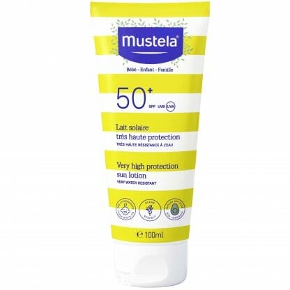 Mustela Bebe Very High Protection Sun Lotion Spf50+ Αντηλιακό Γαλάκτωμα Προσώπου & Σώματος Πολύ Υψηλής Προστασίας για Όλη την Οικογένεια 100ml