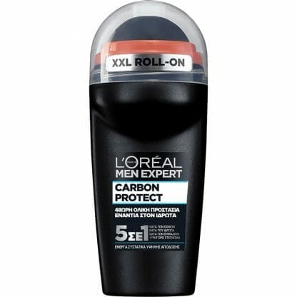 L'Oreal Paris Men Expert Carbon Protect 5 in 1 Total Protection 48H Roll-on Deo Ανδρικό Αποσμητικό Roll-on 5 σε 1 με Ενεργό Άνθρακα 50ml