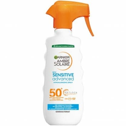 Garnier Ambre Solaire Sensitive Advanced Hypoallergenic Spray Spf50+ Υποαλλεργικό Αντηλιακό Spray Προσώπου, Σώματος Πολύ Υψηλής Προστασίας για Ευαίσθητες Επιδερμίδες 300ml