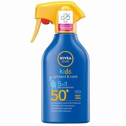 Nivea Sun Kids Protect & Care 5 in 1 Spf50+ Παιδικό Αντηλιακό Γαλάκτωμα Προσώπου Σώματος Πολύ Υψηλής Προστασίας σε Μορφή Σπρέι 270ml