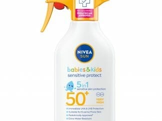 Nivea Sun Babies & Kids Sensitive Protective 5 in 1 Spf50+ Βρεφικό, Παιδικό Αντηλιακό Γαλάκτωμα Προσώπου, Σώματος Πολύ Υψηλής Προστασίας σε Μορφή Spray 270ml