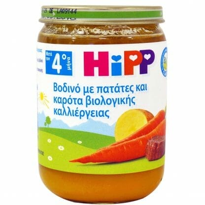 HiPP Γεύμα Βοδινό Με Πατάτες Και Καρότα Βιολογικής Παραγωγής 190gr
