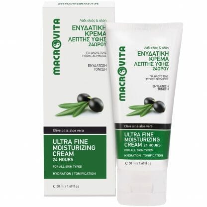 Macrovita Ultra Fine Moisturizing Face Cream 24h Ενυδατική Κρέμα Προσώπου Λεπτής Υφής με Λάδι Ελιάς & Αλόη για Όλους τους Τύπους Δέρματος 50ml
