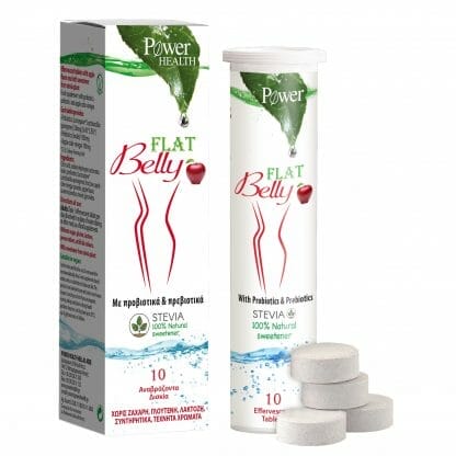 Power Health Flat Belly Stevia Συμπλήρωμα Διατροφής για την Αντιμετώπιση των Συμπτωμάτων Τυμπανισμού 10Effer.Tabs