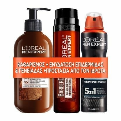 L'oreal Paris Men Expert Πακέτο Προσφοράς Beard, Face & Hair Wash 200ml & Carbon Protect Spray 150ml & Beard, Face Cream 50ml