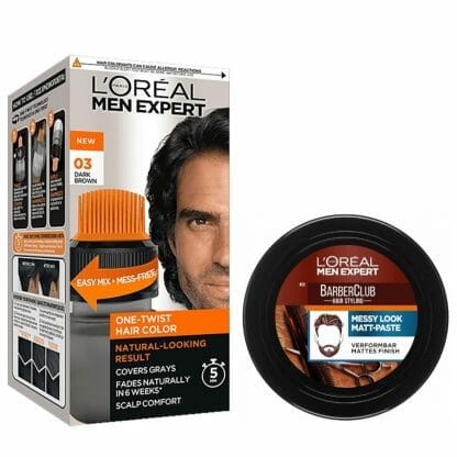 L'oreal Paris Men Expert Πακέτο Προσφοράς One-Twist Hair Colour No 03 Dark Brown 50ml & Messy Hair Molding Clay 75ml