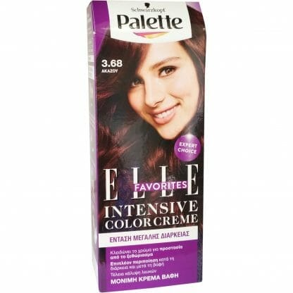 Schwarzkopf Palette Intensive Color Creme Επαγγελματική Μόνιμη Κρέμα Βαφή Μαλλιών, Απόλυτη Κάλυψη & Αποτέλεσμα Διάρκειας - 3.68 Ακαζού