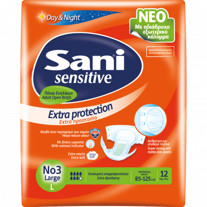 Sani Sensitive Extra Protection Day & Night Ειδικό Εσώρουχο μιας Χρήσης Σχεδιασμένο για Ακράτεια No3 Large 85-125cm 12τμχ