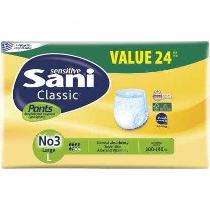 Sani Sensitive Classic Pants No3 Large Value Pack Ελαστικό Εσώρουχο Ακράτειας 24 Τεμάχια