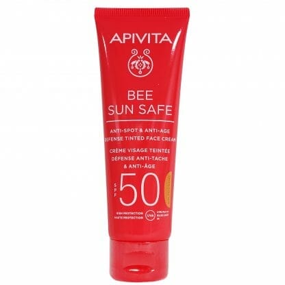 Apivita Bee Sun Safe Anti-Spot & Anti-Age Defence Tinted Face Cream with Marine Algae & Propolis Spf50 Gold 50ml