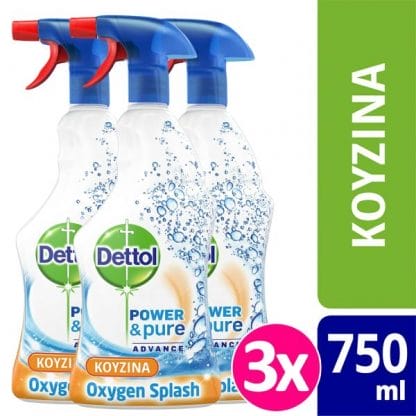 Dettol Πολυκαθαριστικό Spray Κουζίνας Oxygen Splash 3x 500ml+250ml ΔΩΡΟ