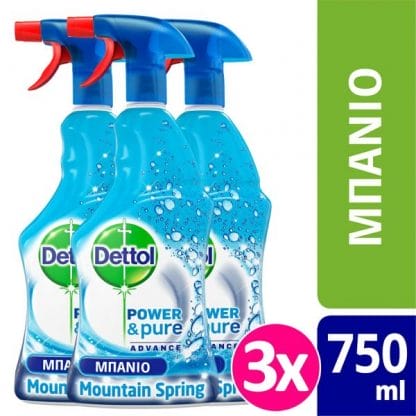 Dettol Πολυκαθαριστικό Spray Μπάνιου Mountain Spring 3x 500ml+250ml ΔΩΡΟ