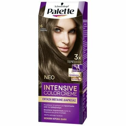 Schwarzkopf Palette Intensive Color Creme Επαγγελματική Μόνιμη Κρέμα Βαφή Μαλλιών, Απόλυτη Κάλυψη & Αποτέλεσμα Διάρκειας - 6 Ξανθό Σκούρο