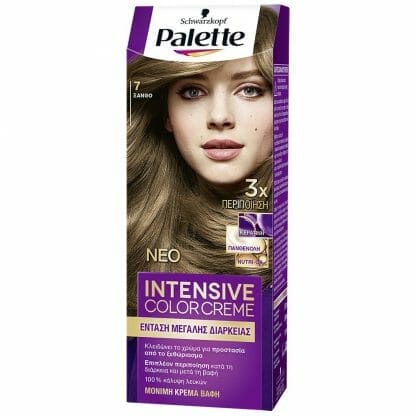 Schwarzkopf Palette Intensive Color Creme Επαγγελματική Μόνιμη Κρέμα Βαφή Μαλλιών, Απόλυτη Κάλυψη & Αποτέλεσμα Διάρκειας - 7 Ξανθό
