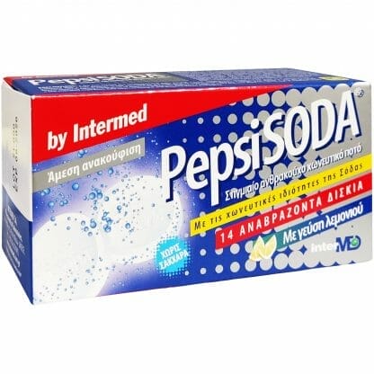 Interned Pepsi Soda Lemon Στιγμιαίο Ανθρακούχο Χωνευτικό Ποτό με Γεύση Λεμόνι 14 Effer.Tabs