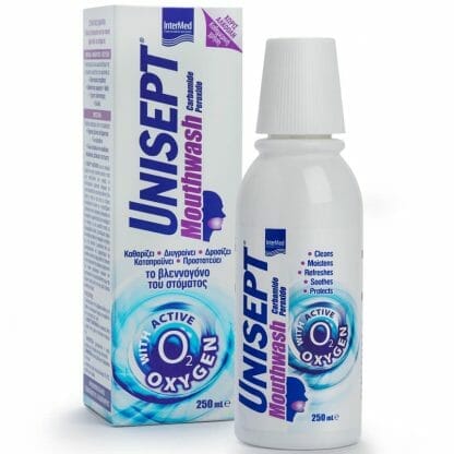 Intermed Unisept Mouthwash Αντιμικροβιακή, Καθαριστική, Επουλωτική, Ανακουφιστική Δράση 250ml