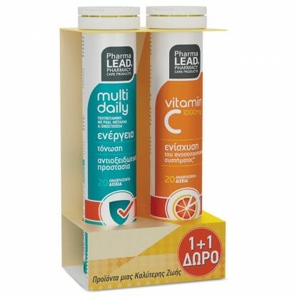 Pharmalead Multi Daily Πολυβιταμίνη με Ρόδι, Μέταλλα & Ιχνοστοιχεία για Αντιοξειδωτική Προστασία 20 Eff.tabs & Βιταμίνη C 1000mg 20 Eff.tabs