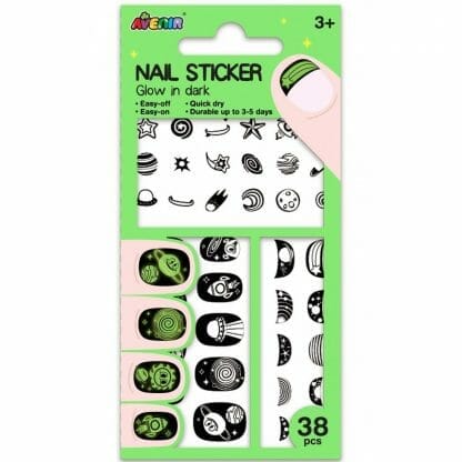 Avenir Nail Sticker Κωδ 60514 Παιδικά Αυτοκόλλητα Νυχιών 38 Τεμάχια - Space Glow in the Dark