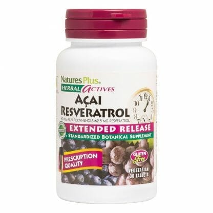 Nature's Plus Herbal Actives Acai Resveratrol Extenden Release Συμπλήρωμα Διατροφής με Ισχυρή Αντιοξειδωτική Δράση 30 Veg.tabs