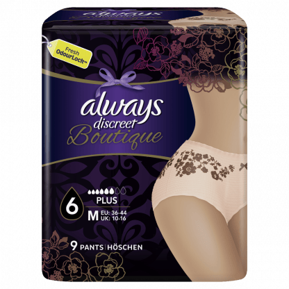 Always Discreet Boutique Pants Εσώρουχο για την Ακράτεια No 6 Plus Medium 36-44 Peach 9 Τεμάχια
