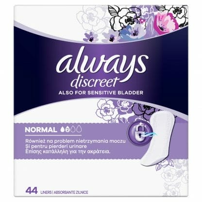 Always Discreet Liners Normal Σερβιετάκια για την Ακράτεια 44 Τεμάχια