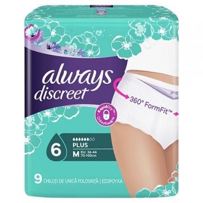 Always Discreet Εσώρουχα Για Την Ακράτεια Plus M 9Τμχ
