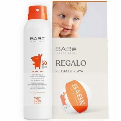 Babe Πακέτο Προσφοράς Pediatric Transparent Sunscreen Wet Skin Spf50 Παιδικό Διάφανο Αντηλιακό Σπρέι Προσώπου, Σώματος Υψηλής Προστασίας, 200ml & Δώρο Παιδική Φουσκωτή Μπάλα Θαλάσσης 1 Τεμάχιο