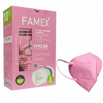 Famex Masks Μάσκες Προστασίας μιας Χρήσης FFP2 NR KN95 σε Ροζ Χρώμα 10 Τεμάχια