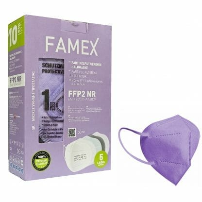 Famex Masks Μάσκες Προστασίας μιας Χρήσης FFP2 NR KN95 σε Λιλά Χρώμα 10 Τεμάχια