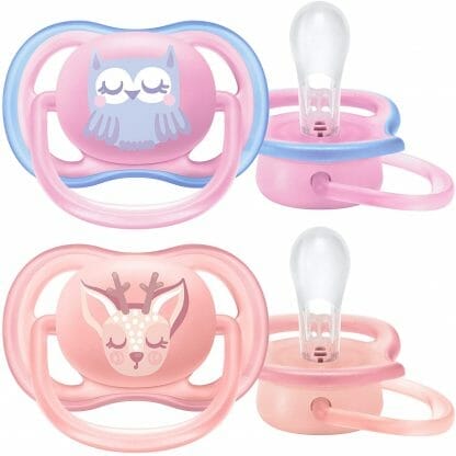Avent Ultra Air Πιπίλα Σιλικόνης με Κρίκο Owl / Deer 0-6m SCF085/02, 2 Τεμάχια