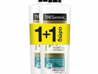 TRESemme Πακέτο Προσφοράς Purify & Hydrate Conditioner Μαλακτική Κρέμα Μαλλιών με Υαλουρονικό Οξύ & Λευκό Πηλό για Λιπαρά Μαλλιά 2x400ml 1+1 Δώρο