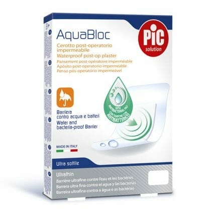 Pic Solution Aquabloc Waterproof Post-op Plaster Αδιάβροχο Αυτοκόλλητο Μετεγχειρητικό Επίθεμα με Αντιβακτηριακό Μαξιλαράκι 5 Τεμάχια - 10cm x 8cm