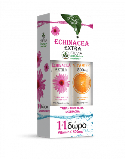 POWER HEALTH Promo Echinacea Extra με Stevia 24 eff.tabs & ΔΩΡΟ Vitamin C 500mg 20 eff.tabs