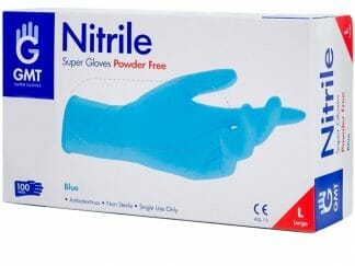 Gmt Super Gloves Blue Nitrile Powder Free Ιατρικά Εξεταστικά Μπλε Γάντια Νιτριλίου Μίας Χρήσης, Χωρίς Πούδρα Large 100 Τεμάχια
