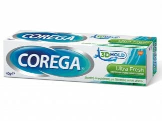 Corega 3D Hold Ultra Fresh Στερεωτική Κρέμα Οδοντοστοιχιών Προσφέρει Δυνατή Συγκράτηση, με Δροσερή Γεύση Μέντας 40gr