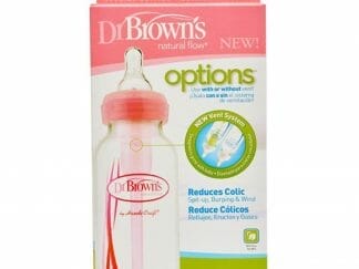 Dr. Brown's Natural Flow Options Μπιμπερό Πλαστικό Ροζ με Στενό Λαιμό Θηλή Σιλικόνης 250ml 0m+ 2Τμχ SB82405_82305