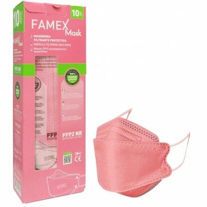 Famex Masks Μάσκες Υψηλής Προστασίας μιας Χρήσης FFP2 NR KN95 σε Ροζ Χρώμα 10 Τεμάχια