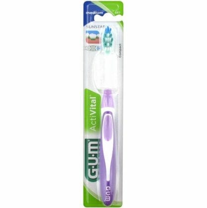 Gum ActiVital Compact Medium Οδοντόβουρτσα με Θήκη Προστασίας (583) - πράσινο