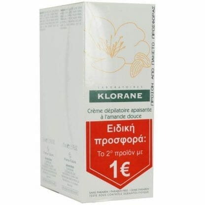 Klorane Πακέτο Προσφοράς Creme Depilatoire Apaisante Αποτριχωτική Κρέμα για Ευαίσθητες Περιοχές το 2ο Προϊόν με 1€, 2 x 75ml