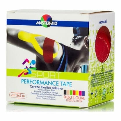 Master Aid Sport Performance Tape Αυτοκόλλητη Ελαστική Ταινία για Επιδέσεις 5mx5cm, 1 Τεμάχιο - κόκκινο
