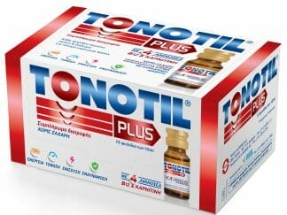 Tonotil Plus Συμπλήρωμα Διατροφής με 4 Αμινοξέα B12 & Καρνιτίνη 15 vials x 10ml