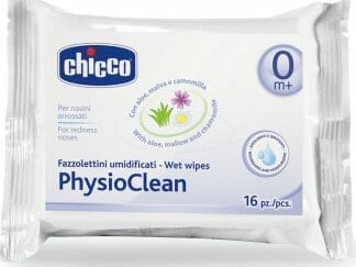 Chicco PhysioClean Wet Wipes Υγρά Μαντηλάκια Για Τον Καθαρισμό Της Μύτης 16τμχ