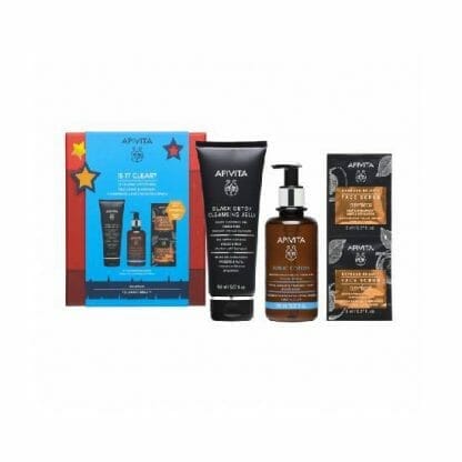 APIVITA Promo Is It Clear? Μαύρο Gel Καθαρισμού για Πρόσωπο - Μάτια 150ml & Καταπραϋντική & Ενυδατική Λοσιόν για το Πρόσωπο 200ml & Scrub Προσώπου Βερύκοκο 2x8ml